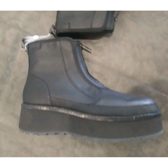 Ugg Platform Leather Boots Sz 9 Black Y2K Comfy - Picture 7 of 15